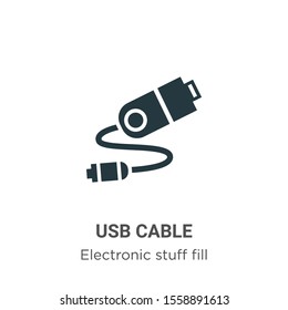 Usb cable vector icon on white background. Flat vector usb cable icon symbol sign from modern electronic stuff fill collection for mobile concept and web apps design.