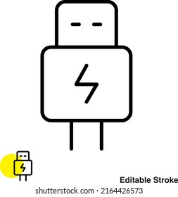 Icono De Línea Del Vector De Cable Usb