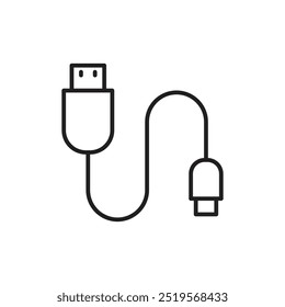Icono de línea de cable USB. Ilustración vectorial. EPS10
