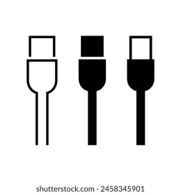 Usb cables icons. Lightning micro usb types for mobile phone connector plugs.
