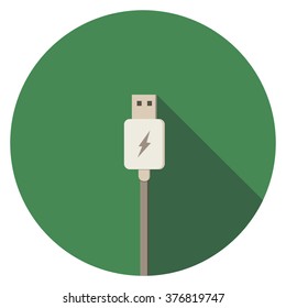 USB charge icon on flat with long shadow, Eps10, vector illustration.