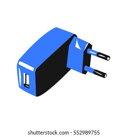 USB charger adapter plug - vector isolated white background