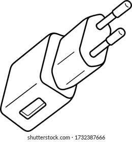 Adaptador de cargador USB. Icono de contorno del vector.