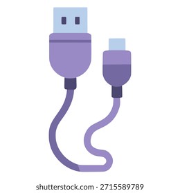 Diseño de Plantilla de Ilustración vectorial de color plano de cable de cargador USB