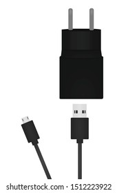 USB charger with cable. vector illustration