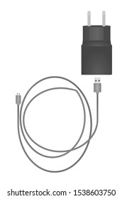 USB charger with cable. vector illustration