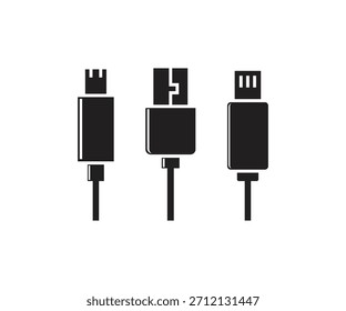 Iconos del enchufe del cargador del USB fijados Vector de la ilustración