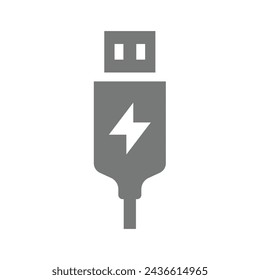 Usb charger vector icon. Simple fill symbol.