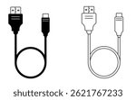 USB and Charging Cable Diagram Set with labeled vector illustrations perfect for technical documentation, device specifications and hardware interface designs