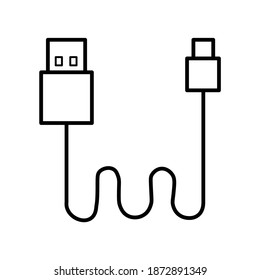 USB charging cable line icon