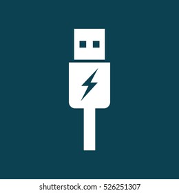 Usb Charging Icon On Blue Background