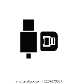 usb charging plug icon on white background, usb type b, glyph icon