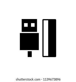 usb charging plug icon on white background, usb type a, glyph icon