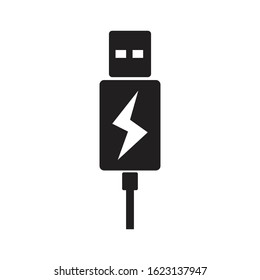 USB charging plug icon on white background 