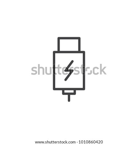 USB charging plug line icon, outline vector sign, linear style pictogram isolated on white. Symbol, logo illustration. Editable stroke