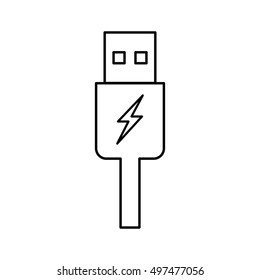 Usb Charging Plug Outline Icon On White Background, Thin Line