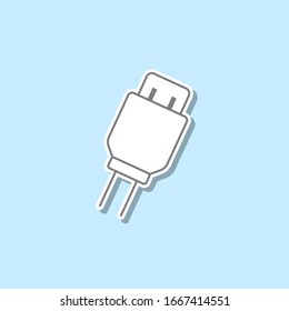 Usb charging plug sticker icon. Simple thin line, outline vector of web icons for ui and ux, website or mobile application