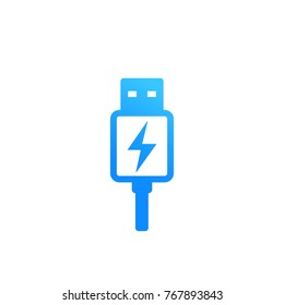 usb charging plug vector icon on white