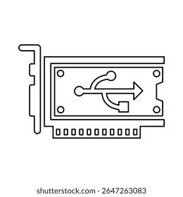 Ícone de chip Usb, gráficos de vetor de linha