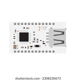 USB Circuit Board Vector Illustration - Graphic designers can utilize this illustration to create visuals, diagrams, and instructional materials related to USB technology