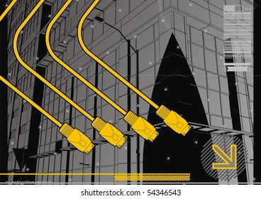 USB Cityscape. Funky design template for the digital age.