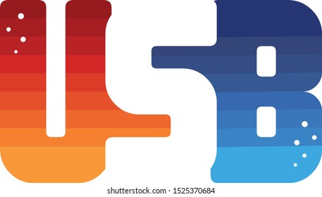 usb colorful initial alphabet letter sign vector