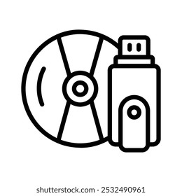 Usb con disco compacto, icono de almacenamiento de datos en estilo moderno