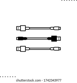 USB computer cable icon in outlines style