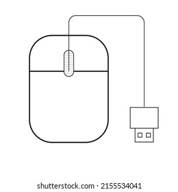 A usb computer mouse with cord attached - Concept about design and computer input . Technological vector , icon 