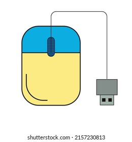 Un ratón de computadora usb con cable conectado - Concepto sobre diseño y entrada de computadora. Vector tecnológico , icono 