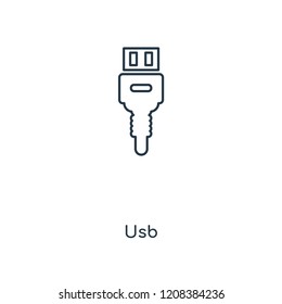 Usb concept line icon. Linear Usb concept outline symbol design. This simple element illustration can be used for web and mobile UI/UX.