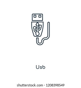 Usb concept line icon. Linear Usb concept outline symbol design. This simple element illustration can be used for web and mobile UI/UX.