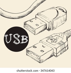 Usb concept with technology icons design, vector illustration 10 eps graphic.