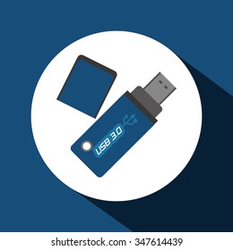 Usb concept with technology icons design, vector illustration 10 eps graphic.