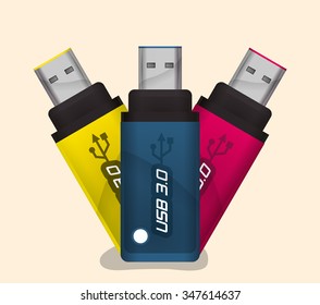 Usb concept with technology icons design, vector illustration 10 eps graphic.