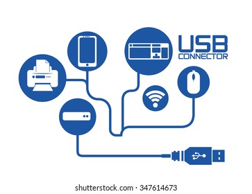 Usb concept with technology icons design, vector illustration 10 eps graphic.