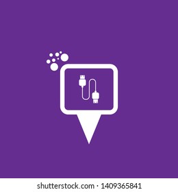 usb connected - map pin. usb connected logo concept. -