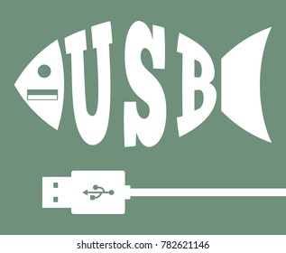 USB connection, abstract fish