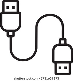 Ilustração do vetor do ícone da linha de hardware do conector do cabo de conexão USB
