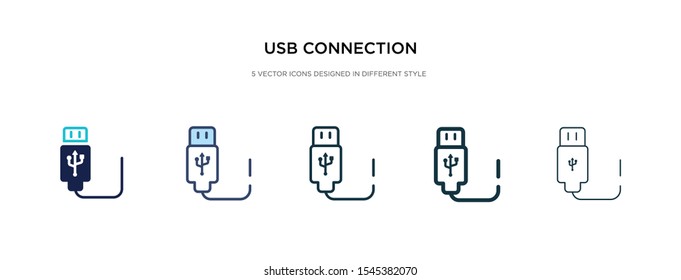 usb connection icon in different style vector illustration. two colored and black usb connection vector icons designed in filled, outline, line and stroke style can be used for web, mobile, ui