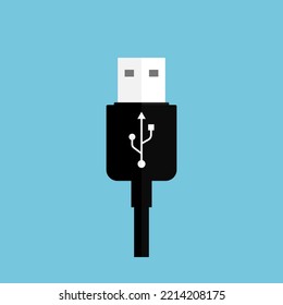 USB connection icon. Flat design style modern vector illustration. Isolated on stylish color background. Flat long shadow icon. Elements in flat design. USB cable icon.