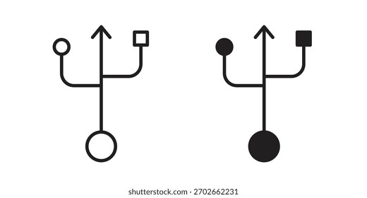 USB connection icon illustrations collection. editable stroke outline and flat style