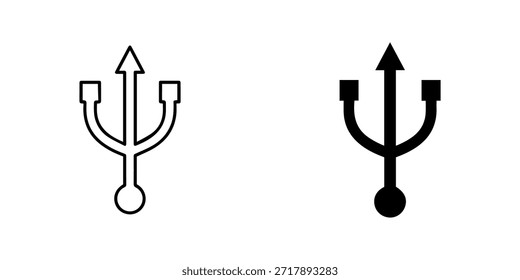 Icono de conexión USB en dos estilos, contorno y sólido, aislado en, para Web y diseño App