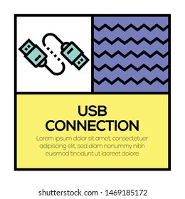 USB CONNECTION AND ILLUSTRATION ICON CONCEPT
