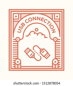 USB CONNECTION AND ILLUSTRATION ICON CONCEPT