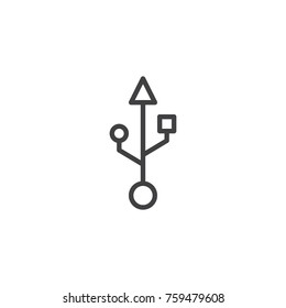 USB connection line icon, outline vector sign, linear style pictogram isolated on white. Port usb symbol, logo illustration