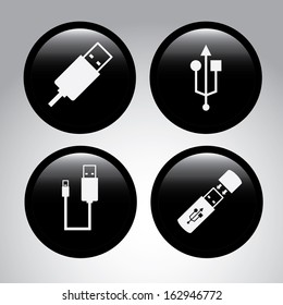usb connection over gray background vector illustration  