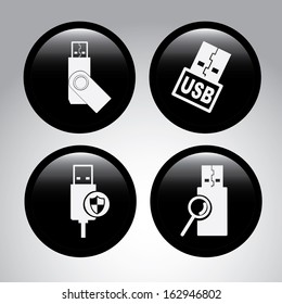 usb connection over gray background vector illustration  
