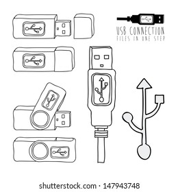 usb connection over white background vector illustration 