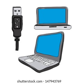 usb connection over white background vector illustration 